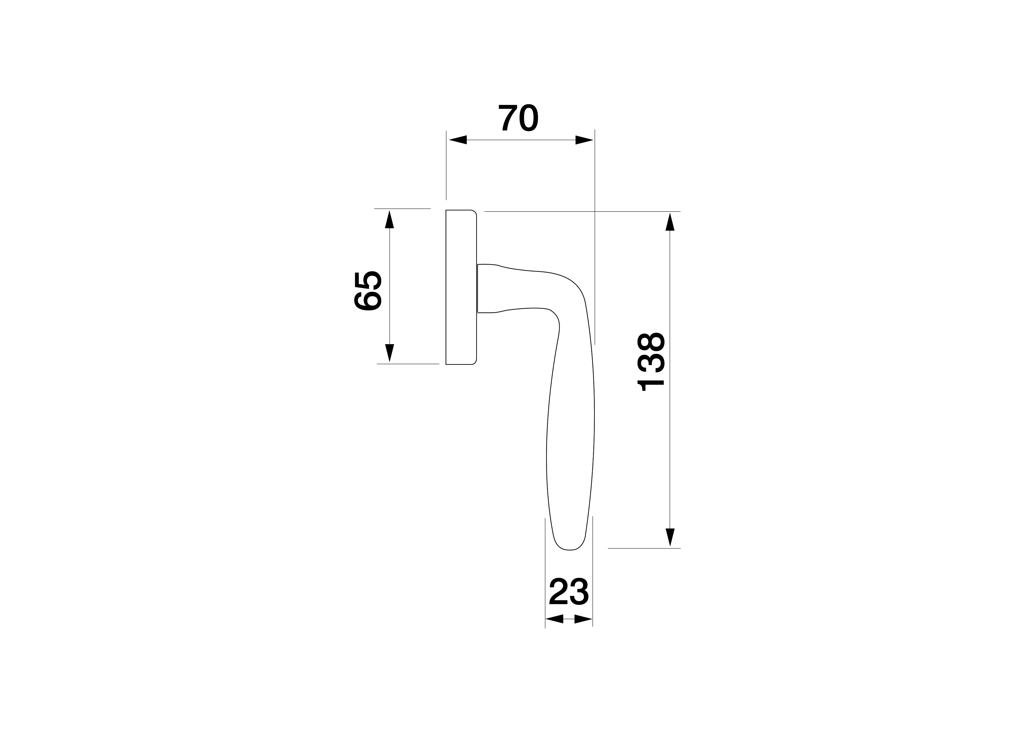 Manital Francy Fenstergriff Blatt Mass windowo