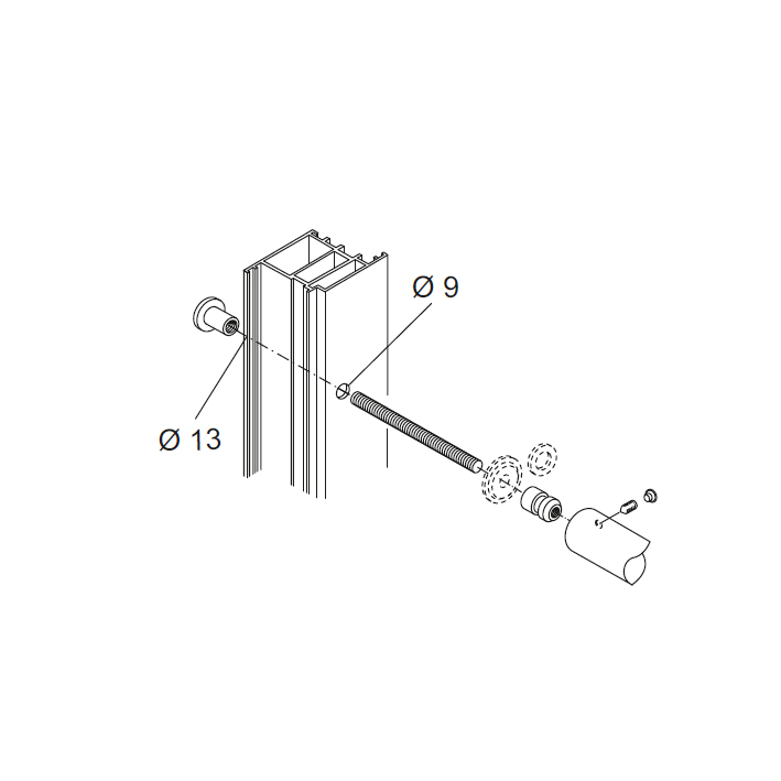 Befestigungssatz für Griffe 01 PBA-Raum-Schleifen Türen aus Aluminium, Eisen und Holz