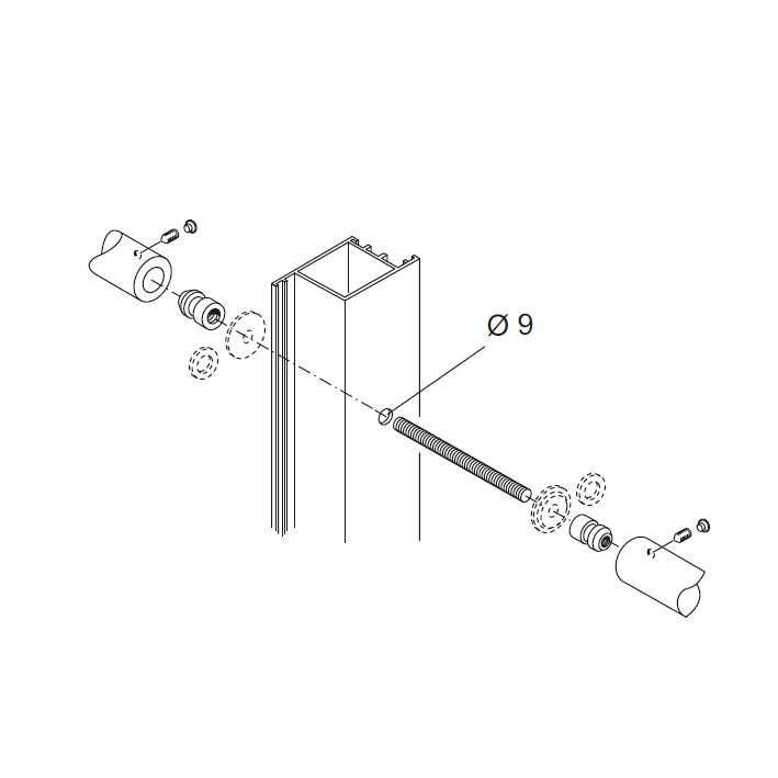 Befestigungssatz PBA 710 für Griffe Drehmoment für Türen aus Aluminium, Eisen, Holz