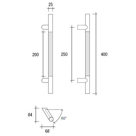 YOD.501.025I PBA Griff Haut Stahl Maßnahmen