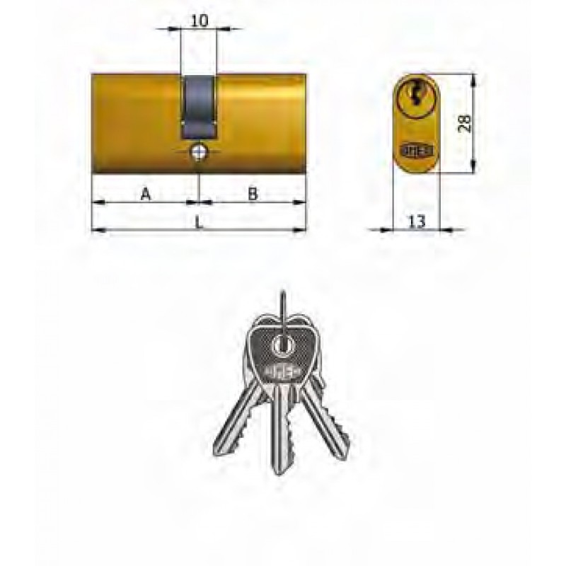 Art.140 / 05 Omec; Doppelzylinder Messing Oval (5 Pins)