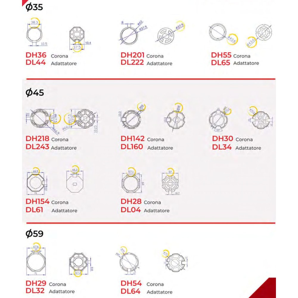 Adapter für Rohrmotoren von Rollläden und Markisen DDR Group