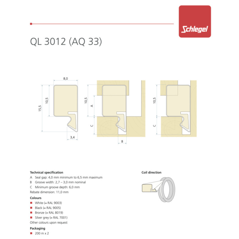 QL 3012 Schlegel Dichtung für Holzfenster