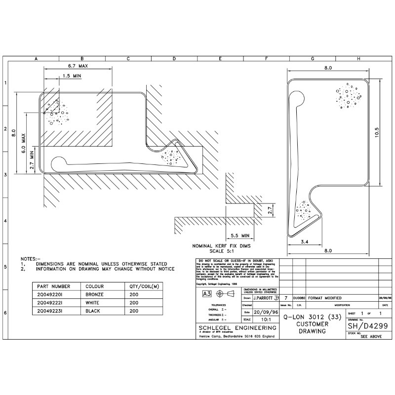 QL 3012 Schlegel Dichtung für Holzfenster Exzellente Abdichtung