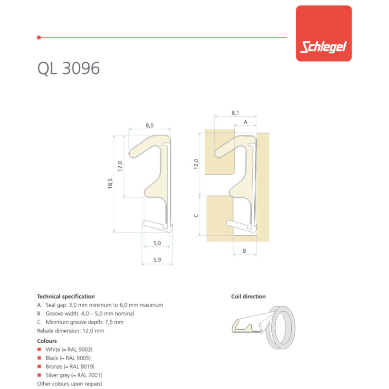 Schlegel QL 3096 Dichtung für Holztüren und Fenster