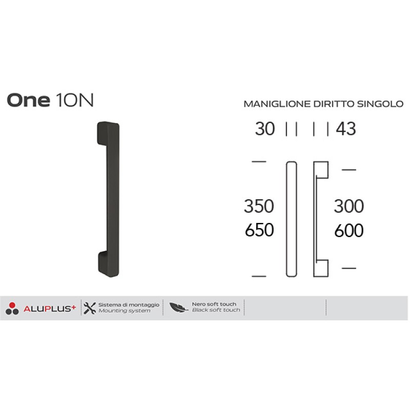 Gerader Ziehgriff Reguitti One 10N Interaxis 300 oder 600