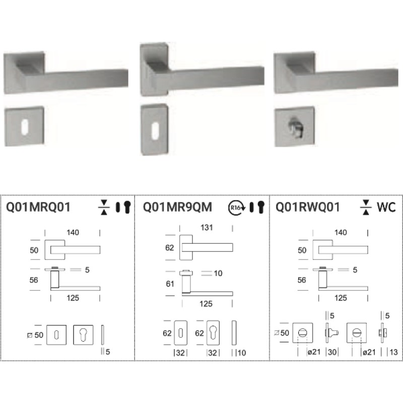 Phoenix Regutti Inox Türgriff mit Slim Quadratischer Rosette