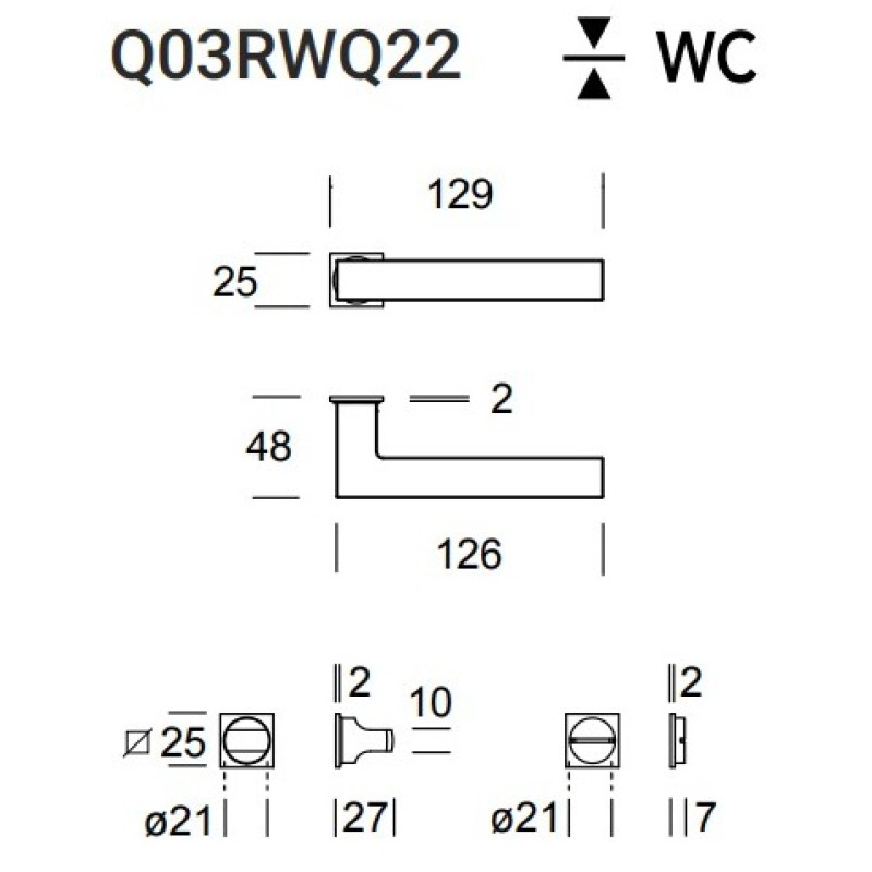 Reguitti Genève Q03 Minimal Q22 Türgriff Edelstahl