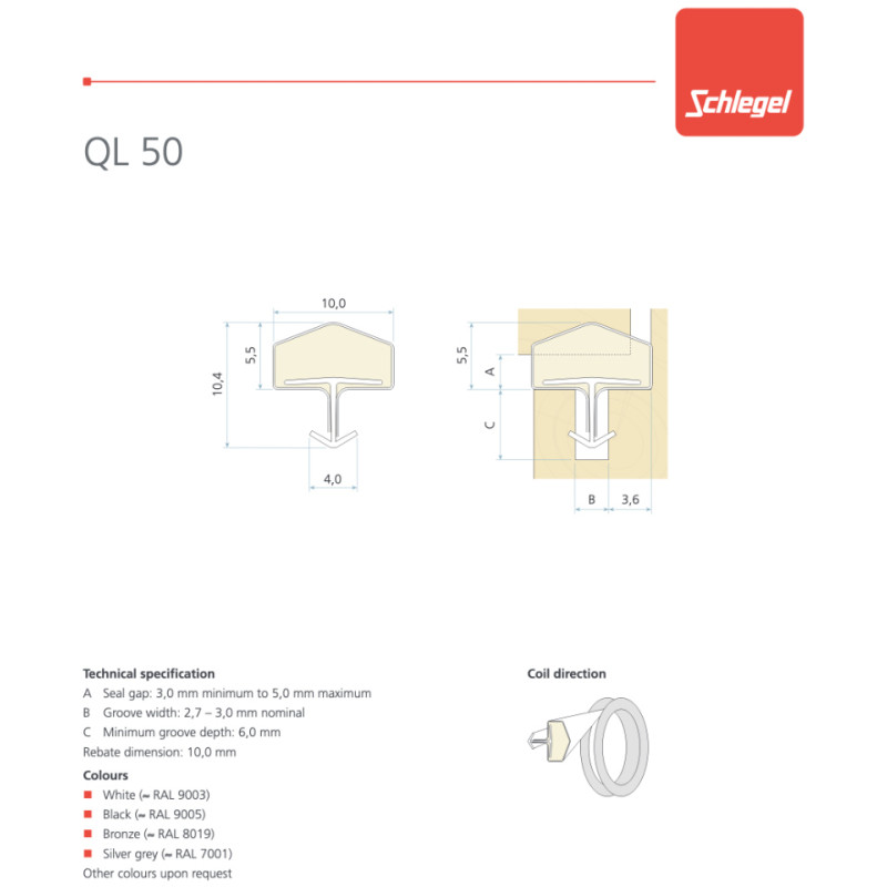 Schlegel QL 50 Dichtungen für Holztüren und Möbel