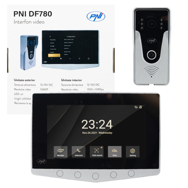 PNI DF780 Video-Gegensprechanlage mit Monitor und Touchscreen 1080p