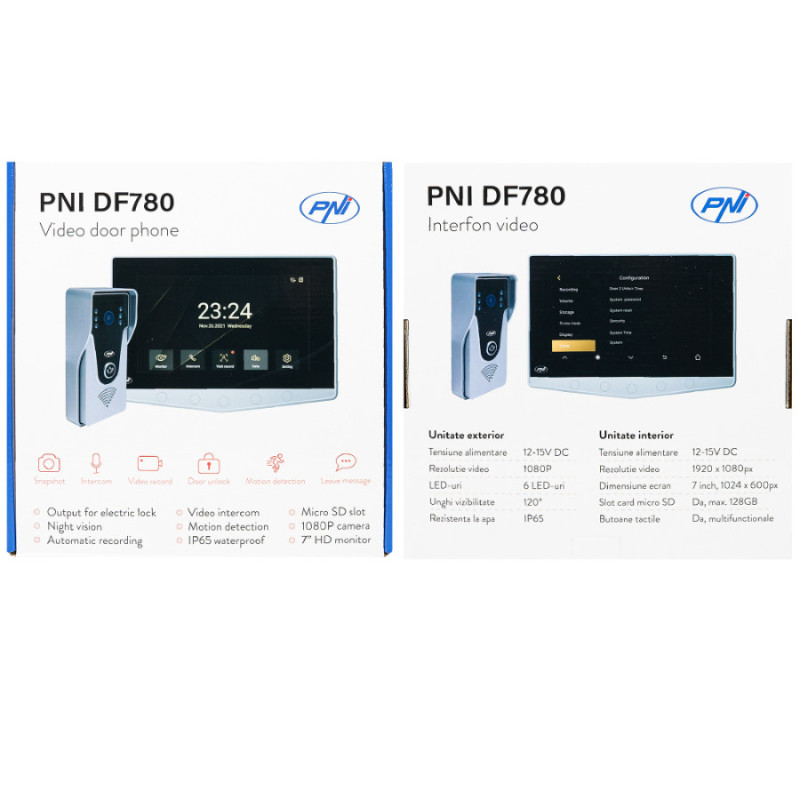 PNI DF780 Video-Gegensprechanlage mit Monitor und Touchscreen 1080p