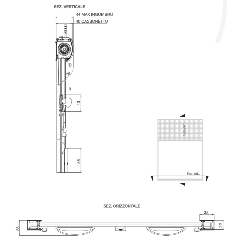 Vertikales wirtschaftliches Moskitonetz Pasini VESTA V40 S